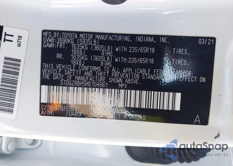 2021 Toyota Highlander Xle from USA, damaged, VIN 5TDGZRBH5MS104661